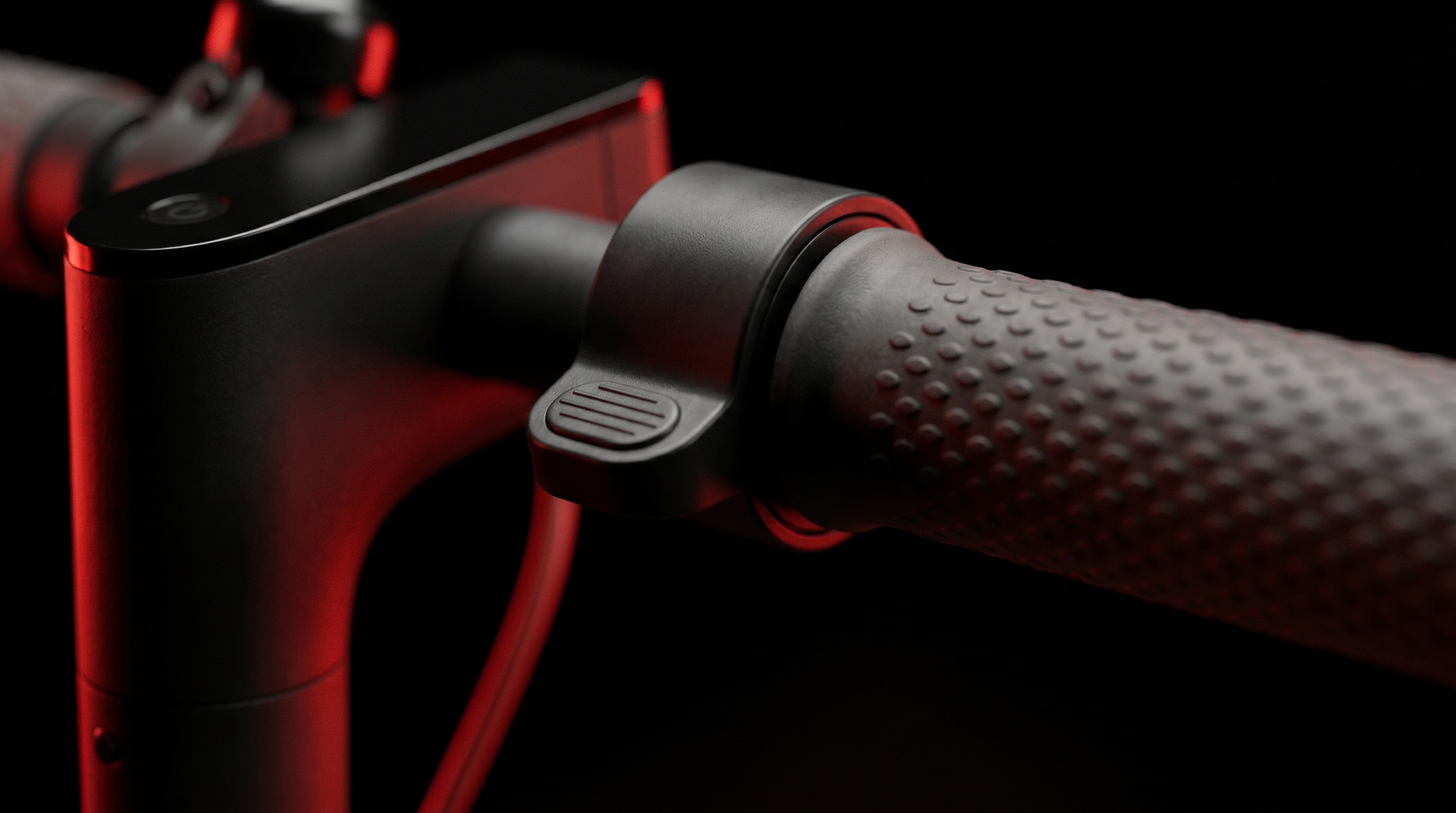 Handlebar and brake lever, macro detail